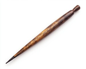 Wooden stylus on white isolated background.