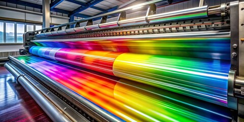 Large Format Printing Machine with CMYK Ink Rollers, printing, industry