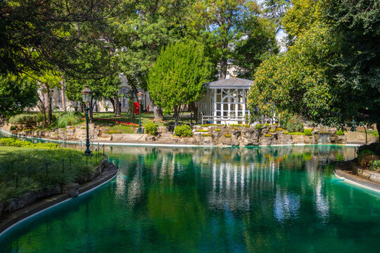 Exterior view of Yıldız Palace on a sunny day. Yildiz Palace. 9 August 2024. Istanbul, Turkey