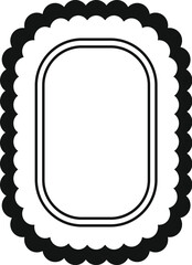 Simple black scalloped border framing a rounded rectangle shape, creating a classic and elegant design