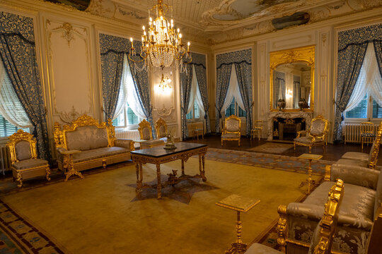 An inside view of the newly restored Yıldız Palace on a sunny day. Yildiz Palace. 9 August 2024. Istanbul, Turkey