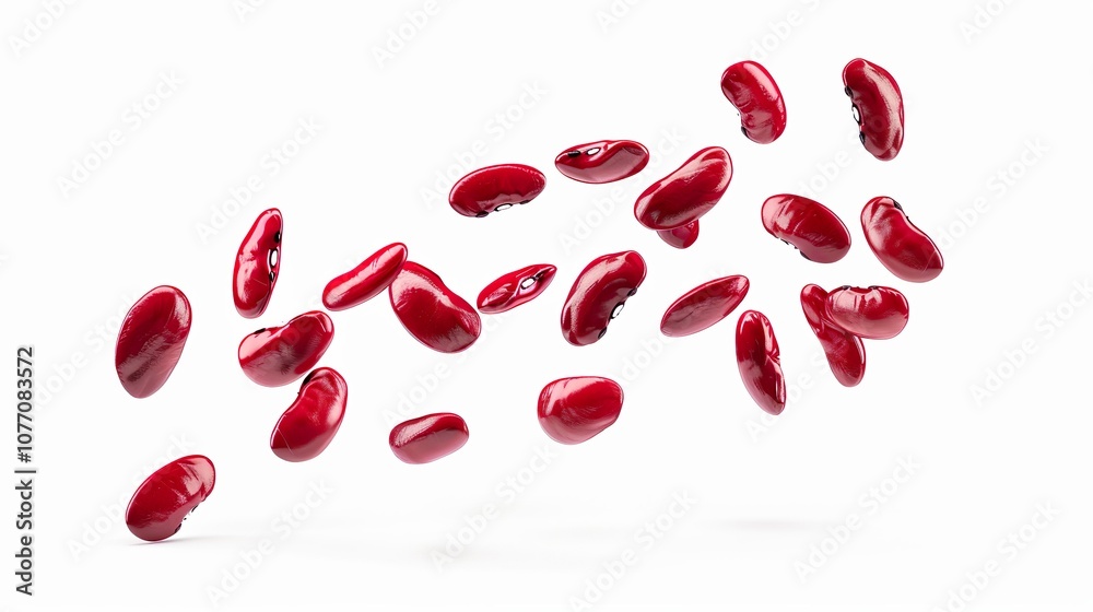 Wall mural Falling red kidney beans isolated on a white background