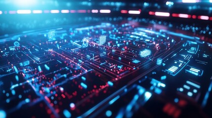 Obraz premium Futuristic American football concepts showcasing digital analytics, data-driven strategies, and virtual gameplay overlays, emphasizing the integration of technology and sports performance enhancement.