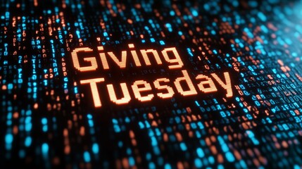 Vibrant ASCII art for Giving Tuesday highlights charity initiatives and community support