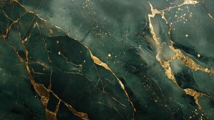 Fototapeta premium Opulent marble texture in deep green and shiny gold