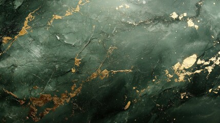 Fototapeta premium Luxurious dark green marble with intricate gold cracks