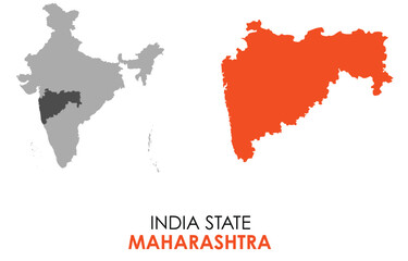 Obraz premium Maharashtra map of Indian state. Maharashtra map vector illustration. Maharashtra vector map on white background.