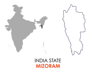 Fototapeta premium Mizoram map of Indian state. Mizoram map vector illustration. Mizoram vector map on white background.