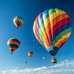 Obraz premium Vibrant kites dance against a clear blue sky, filling the air with joy and freedom.