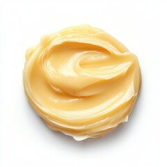 Smooth swirl of natural yellow shea butter isolated on a white background