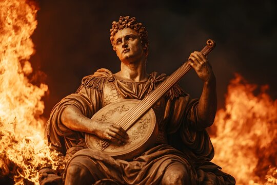 Statue of Nero playing a lyre – Depicting Roman history, ancient art, and cultural heritage of Emperor Nero