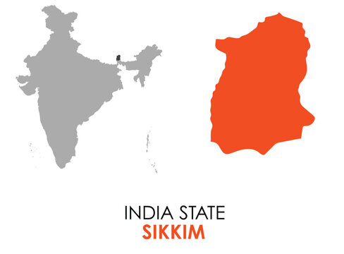 Sikkim map of Indian state. Sikkim map vector illustration. Sikkim vector map on white background.