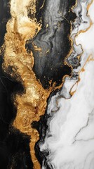 Obraz premium Abstract gold streaks on dark marble texture artwork