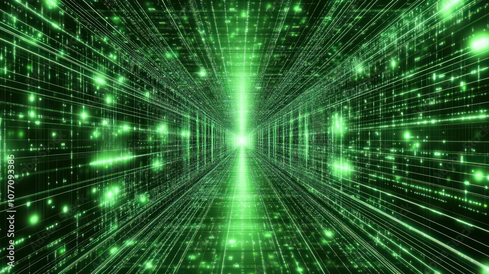 Poster digital abstract technology green data matrix with broad connection concept background wallpaper ai 