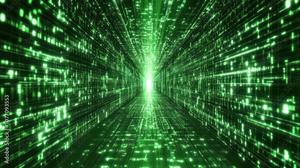 Poster digital abstract technology green data matrix with broad connection concept background wallpaper ai 