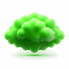 A soft green cloud floats against a crisp white background.