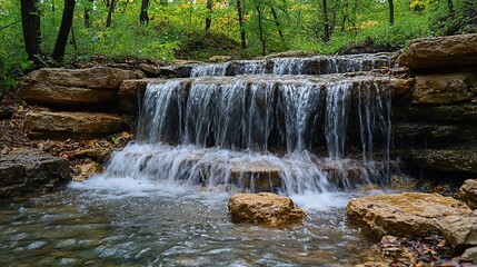 A waterfall cascades down the hidden lake trail, providing a stunning view of natural beauty in a glacial park