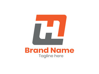 Obraz premium Rectangle Black and Orange H letter. H letter logo design. The initial letter H an uppercase monogram logo. 