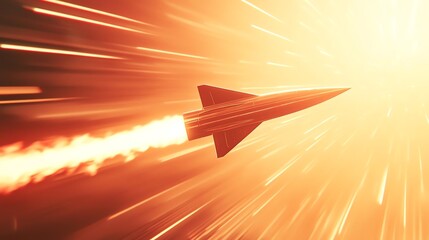 Rocket blasting through vibrant light and speed.