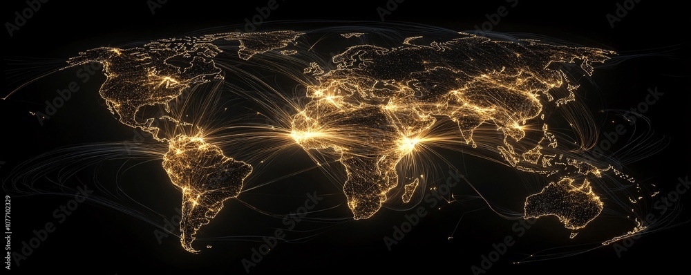 Poster Planet earth showing global communications and data connections