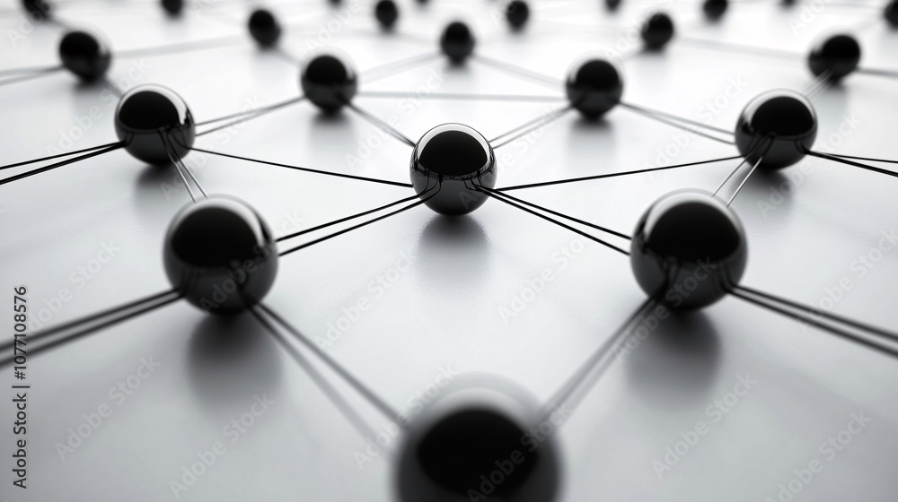 Poster Black spheres creating a network connecting each other