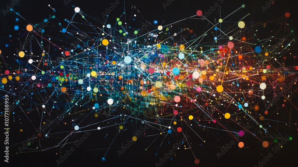 Poster Abstract connections: colorful nodes linking together in a network visualization