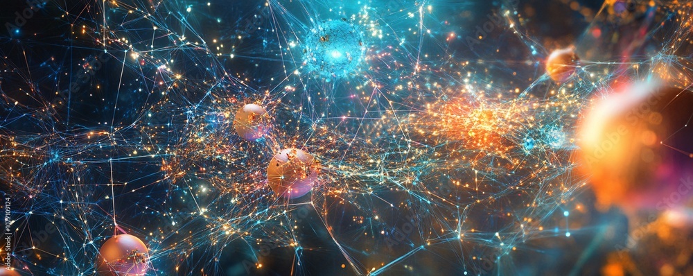 Aufkleber Neural network creating artificial intelligence with futuristic connections