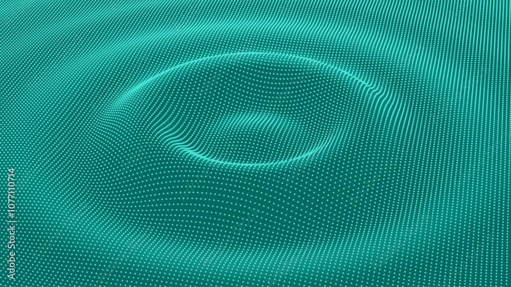 Poster Waves of particles. Lines technology background. Pattern for presentations. Liquid waves abstract template. Vector illustration