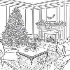 Fototapeta premium Create a festive atmosphere in your home with a beautifully decorated christmas tree and cozy living room setting
