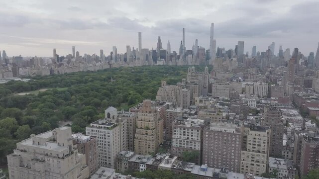 Aerial view of Central Park and Manhattan's Upper West Side.