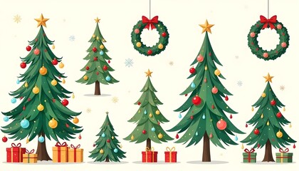 Obraz premium Modern and Detailed Christmas Tree Illustrations
