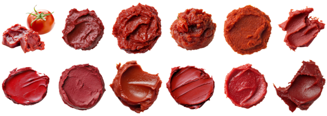 Bundle of tomato paste isolated transparent PNG set