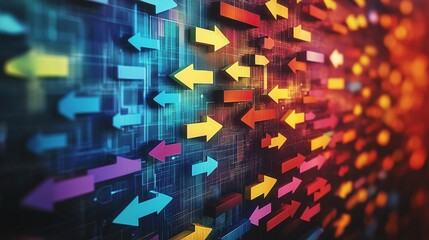 Obraz premium Colorful arrows in motion representing digital transformation and progress in technology