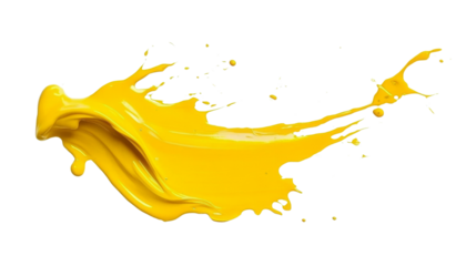 Yellow color stroke of paint transparent background