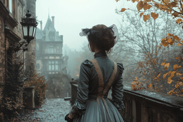 Woman victorian era style clothes