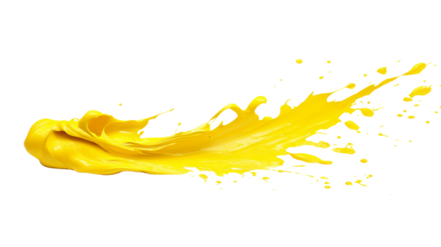 Yellow color stroke of paint transparent background