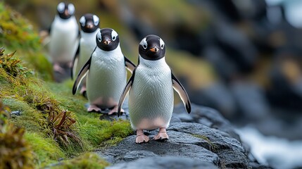 An image of penguins on rocky terrain, symbolizing the fragile ecosystems affected by climate change