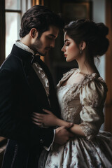 Old fashioned aristocratic couple victorian era