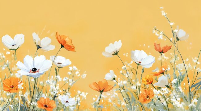 Daffodil photo White and oreng spring flowers on yellow background