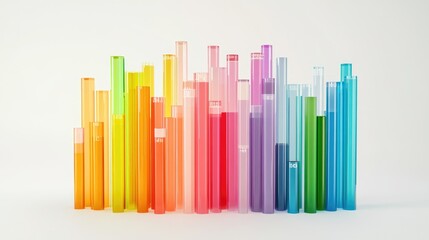Obraz premium Vibrant Colorful Glass Tubes in Various Heights Creating a Lively Abstract Display for Visual Arts and Creative Projects