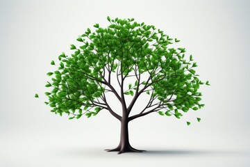 Obraz premium Elegant minimalist emerald green tree silhouette with simple lines against a clean background