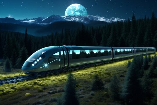 Experience the future of travel  a hyperloop train swiftly navigating advanced tunnels