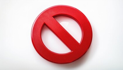 High Quality Red Prohibition Symbol on Clean White Background for Usage in No Entry, Stop, or Restricted Access Concepts for Websites, Signs, or Awareness Campaigns