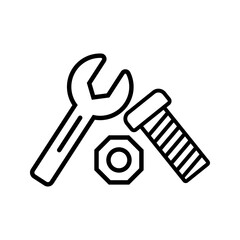 Wrench vector icon set in black and white color.