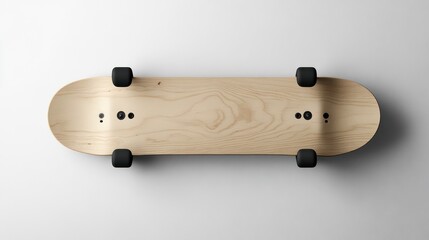A minimalist skateboard mockup showcases a stylish deck with generous space for branding, set against a clean white backdrop for effortless customization.