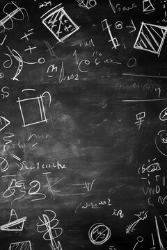 Mathematical Equations and Symbols on Blackboard vertical

