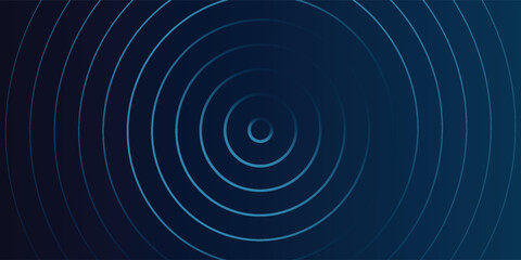 Abstract blue glowing geometric lines on dark blue background. Modern shiny blue circle lines pattern. Futuristic technology concept. Suit for cover, poster, banner, header, website.