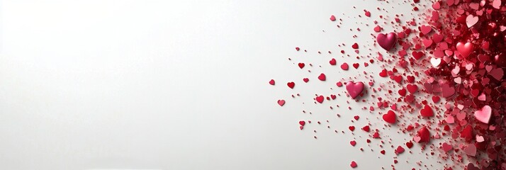 Obraz premium Colorful heart shaped confetti dispersing across a light background in a festive celebration