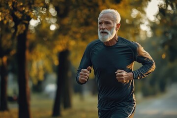 Fototapeta premium active senior man is jogging