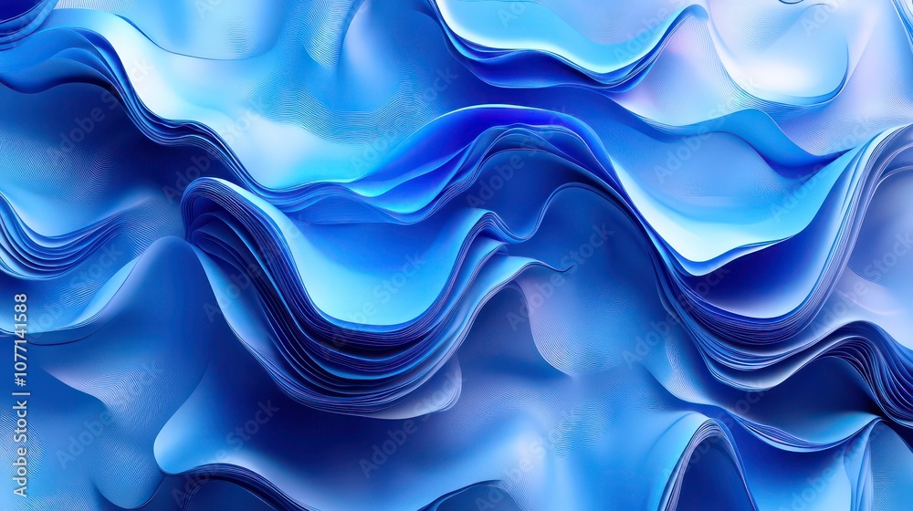 Aufkleber abstract blue wavy pattern with soft lighting.